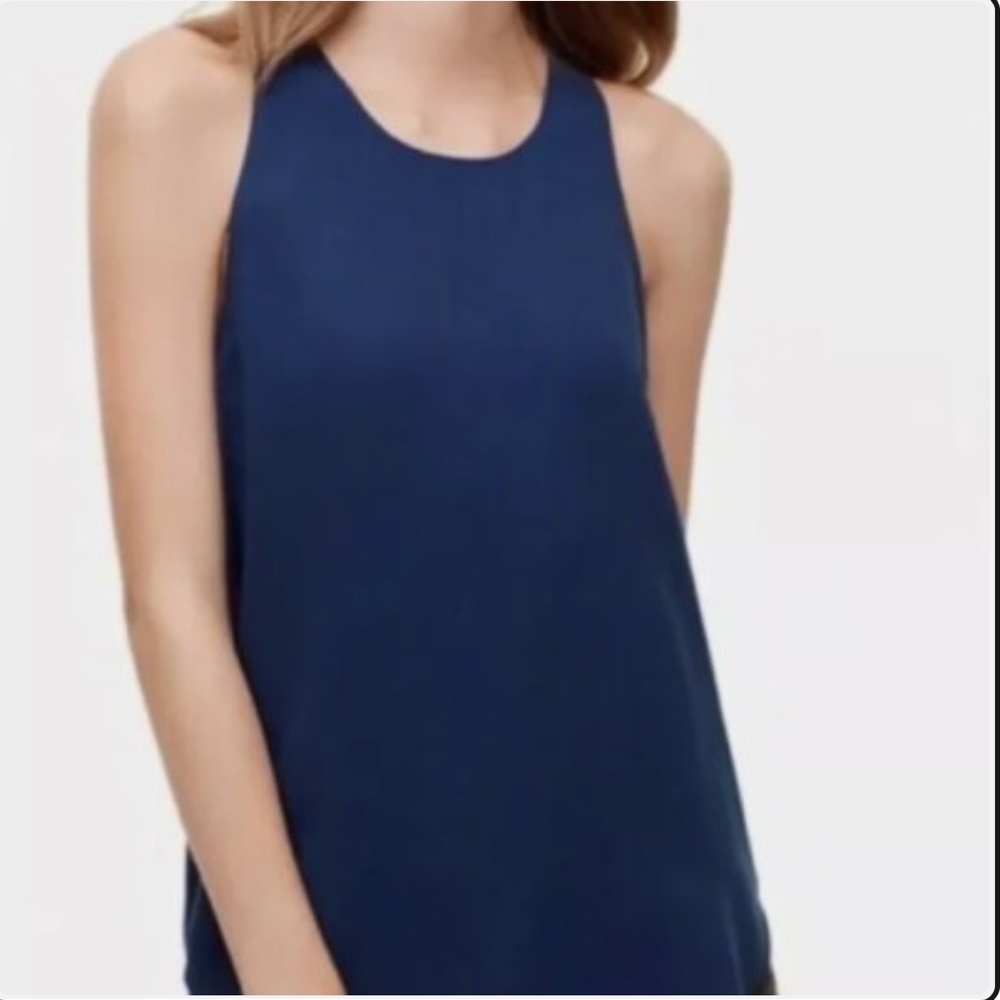 Wilfred Aritzia Sevres Sleeveless Zip-Back Blouse Blue Sz M